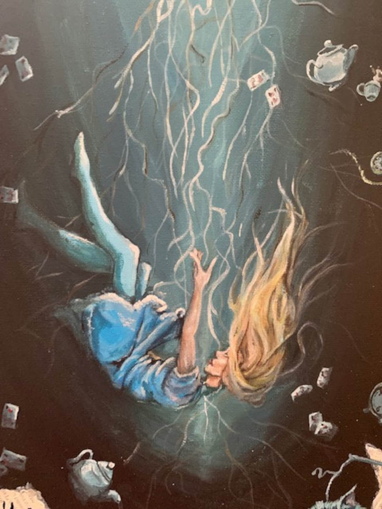 Alice Falling Down the Rabbit Hole Painting - Etsy