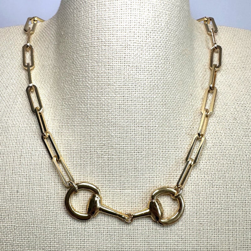 Lou Ann Horsebit Pendant Necklace in Shiny Gold main image 1