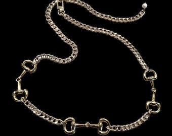 Interlocking Horse Bit Equestrian Chain Belt Heavy Gold Chain Link Horse Bit Waist Chain Chainlink Metal  main image 4