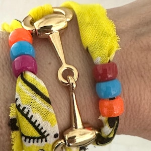 Bandana Equestrian Bit Necklace Or Wrap Bracelet-Friendship Bracelet- Yellow