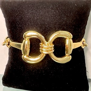 Equestrian Horse Snaffle Bit Shiny Gold Mariner Chain Bracelet w/ Toggle Clasp & Fresh Water Pearl