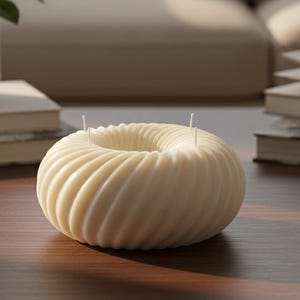 Spiral Donut Candle | Large Decorative Candle 100% Organic & Vegan | Handmade | Sculpted Candle | Gift Idea | 1200g | 20 cm | Home Accessory