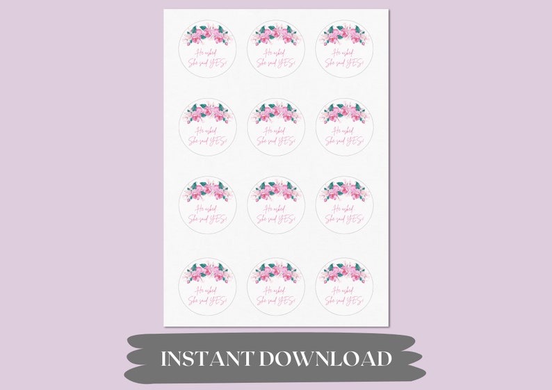 Engagement Cupcake Toppers Instant Download Printable He Asked Etsy
