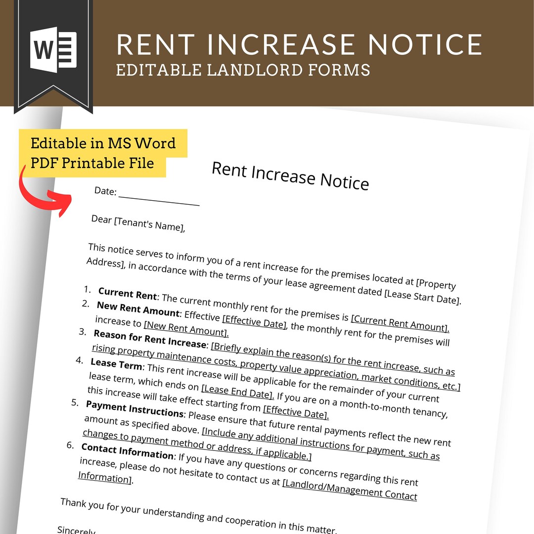 Alberta Rent Increase Form.pdf Rent Increase Notice Editable Form in MS Word Printable PDF Tenancy ...