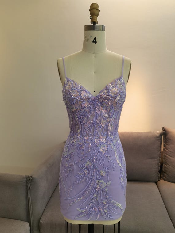 Lavender lace homecoming dress on sale