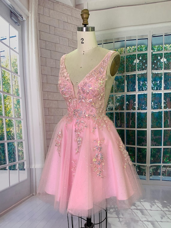 tulle short embellished bodice homecoming dress A-line Sparkly Embellished Corset Tiered Tulle Homecoming Dress with Appliqued Beading Ruffles Sequins S8597H - Homecoming Dresses