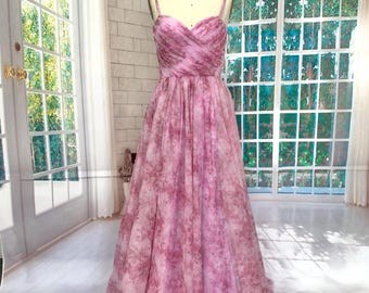 Handmade Romantic Pink Floral A-Line Gown