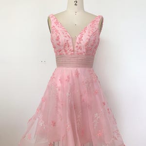 etsy homecoming dresses Sleeveless Short Homecoming Dress with Flower Bodice PromGirl