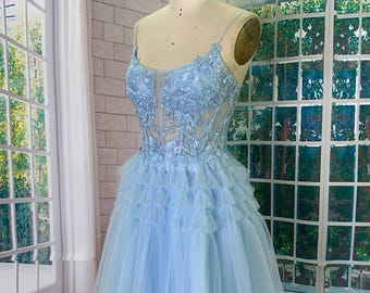 Handmade Lavender Off-Shoulder Ruffled Tulle Mini Dress