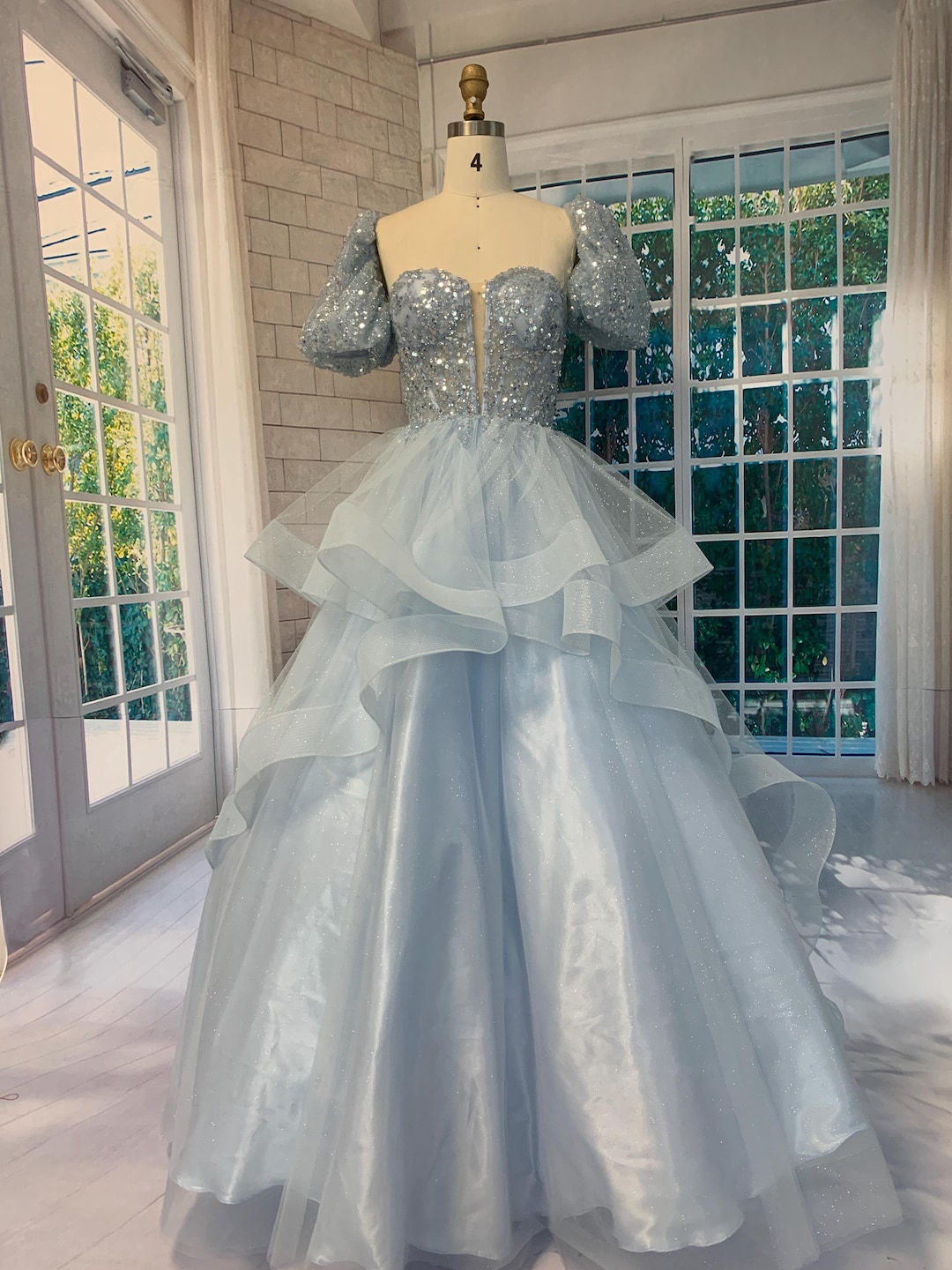 Powder Blue Ruffle Ball Gown main image 1