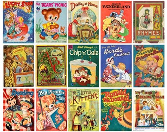 Vintage dagboekkaarten voor kinderliedjes | Afdrukbare ephemera (digitale download)