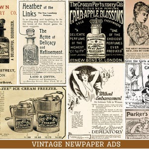 Vintage Zeitung Werbung Ephemera Printable | 19th Century Retro Grafik Antik Monochrome Ephemera | DIGITALER DOWNLOAD