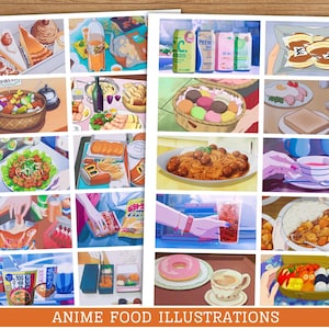 Retro Anime Food Stills Japanese Manga Comfort Food Illustration | 1990s Aesthetic Vintage Comics Scenes Ephemera | DIGITAL DOWNLOAD