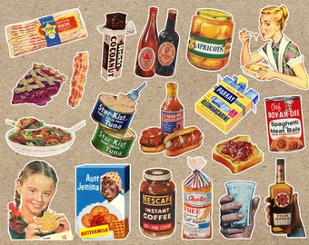 Fussy Cut Collage Sheet Printable | Ver1. Retro Food Product, Pantry Snack | Scrapbooking, Ephemera, Goodnotes Sticker | DIGITAL DOWNLOAD