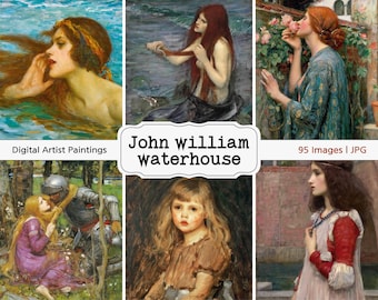 John William Waterhouse Art Bundle | Victorian Romance Paintings (Digital Download)