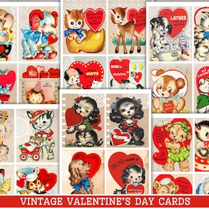 Cartes journal imprimables pour la Saint-Valentin | Saint-Valentin vintage, objets éphémères, scrapbooking, art déco mural | TÉLÉCHARGEMENT NUMÉRIQUE