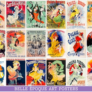 Vintage French Posters Collection, Parisian Belle Époque Antique Entertainment Ad Ephemera Printable| DIGITAL DOWNLOAD