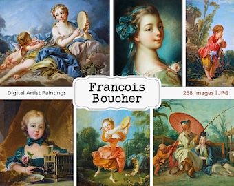 Francois Boucher Art Bundle, Rococo Paintings JPG, Vintage French Art Download, Antique Portraits Images (Digital Download)