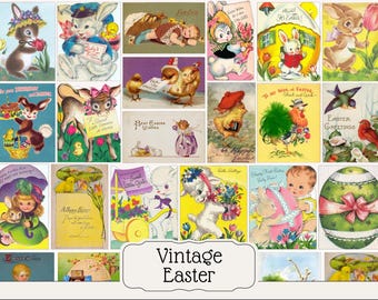 Vintage Easter Mini Card Collection Printable | Nostalgic Easter Greeting Card Ephemera, Scrapbooking, Junk Journal | DIGITAL DOWNLOAD