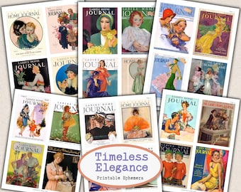 Ladies Home Journal Vintage Covers Ephemera | 1920s 1930s Retro Magazine Collage | Classic Women Illustration (Digital Download)