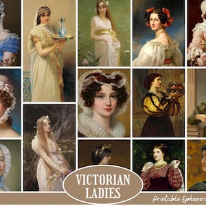 Victorian Ladies Ephemera Printable | Junk Journal Elements, Scrapbooking Embellishments, Tag, Envelope, Fussy Cut | DIGITAL DOWNLOAD