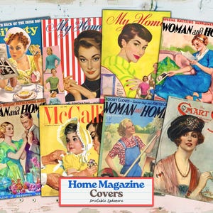 Klassische Hausfrauen & Zuhause Magazin-Cover - Vintage druckbare Karten, Tags | Digitaler Download