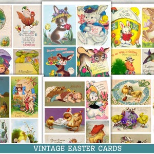 Nostalgic Easter Greetings Card Collection Collection Printable | Easter Ephemera, Scrapbooking, Junk Journal | DIGITAL DOWNLOAD