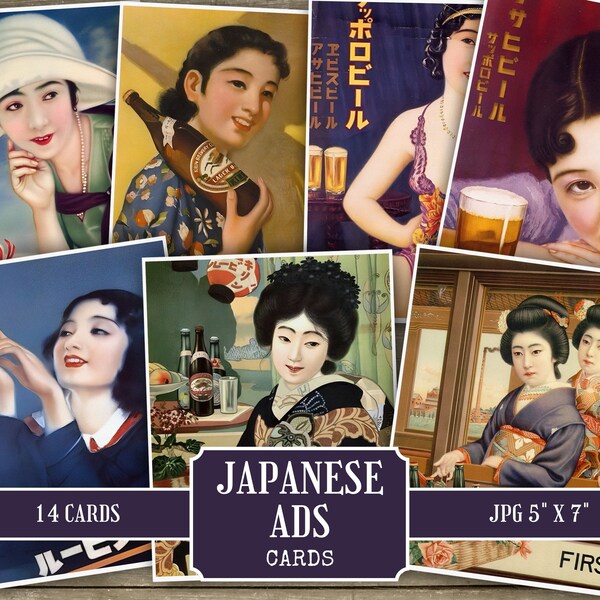 Postcards 5" x 7" Printable | Retro Vintage Japanese Beer Posters | Collectable Wall Art Decor | DIGITAL DOWNLOAD