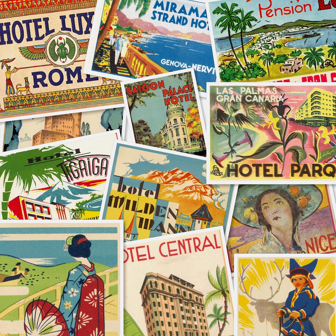 Vintage Travel Luggage Label Collection Junk Journal Ephemera vintage-travel-luggage-label-collection-junk-journal-ephemera