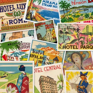 Vintage Travel Luggage Label Collection | Junk Journal Ephemera Printable | DIGITAL DOWNLOAD