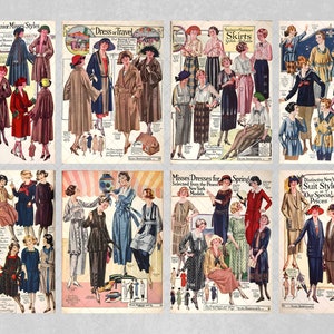 Páginas de revista de moda vintage dos anos 1920 | Folha de colagem de anúncios vintage retrô | DOWNLOAD DIGITAL