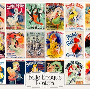 Vintage French Posters Collection, Parisian Belle Époque Antique Entertainment Ad Ephemera Printable| DIGITAL DOWNLOAD