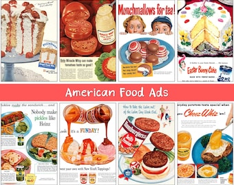 Retro Food Ads Collage Sheet | Vintage Kitchen Ephemera (Digital Download)