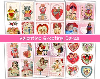 Antique Valentine Ephemera | Romantic Valentine Greeting Cards | Victorian Love Cards Printable (Digital Download)
