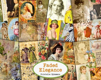 Victorian Ladies Ephemera Pack, Antique Women Portrait Collage, Vintage Victorian Paper Kit (Digital Download)