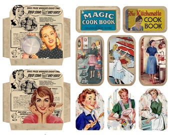 Retro Kitchen Vintage Cooking Junk Journal Kit  | Scrapbooking Embellishments, Ephemera, Tag, Envelope, Fussy Cut | DIGITAL DOWNLOAD