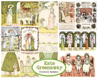 Kate Greenaway Storybook Illustration, Victorian Childhood Scenes Printable | DIGITAL DOWNLOAD