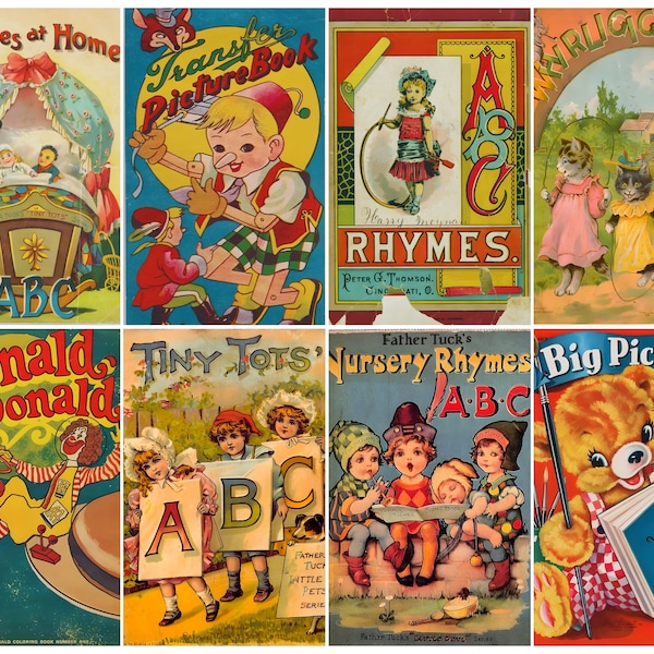 Vintage Journal Cards Printable | Children Nursery Rhyme Story Book Covers | Ephemera Scrapbooking, Wall Art Decor | DIGITAL DOWNLOAD