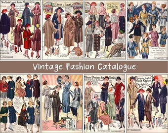 1920s Vintage Fashion Magazine Pages | Retro Catalogue Ephemera Collage Sheet (Digital Download)