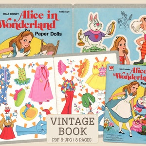 Poupées en papier Alice au pays des merveilles à imprimer | Poupée en papier vintage PDF JPG | Téléchargement numérique