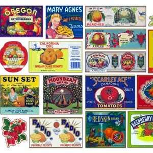 Étiquette de caisse de fruits vintage éphémère imprimable | Journal indésirable imprimable JPG | TÉLÉCHARGEMENT NUMÉRIQUE