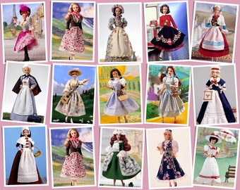 Vintage Doll Fashion Collection | Retro Dress Up Dolly ATC Card Collage Sheet | DIGITAL DOWNLOAD