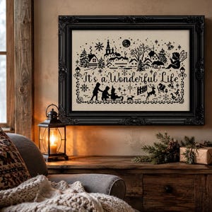 It's a Wonderful Life Cross Stitch Pattern – Snowy Village Christmas Decor (PDF)
