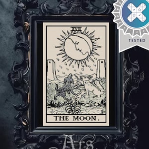 Patrón de punto de cruz de la Luna - Cartas del Tarot - Arcanos Mayores - Estilo Rider Waite - Pattern Keeper - Descarga instantánea en PDF
