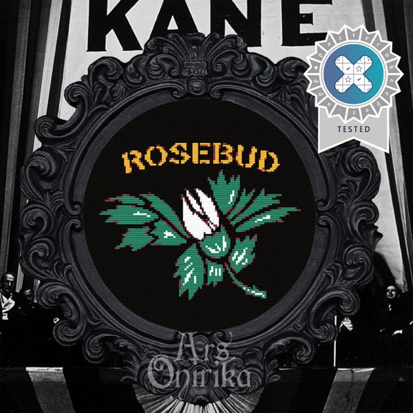 ROSEBUD - Citizen Kane - Orson Welles - Cross Stitch Pattern Keeper - Modern Cross Stitch - PDF Instant Download - English & Spanish