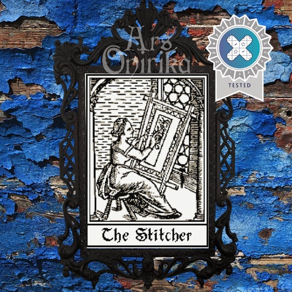 The Stitcher - Medieval Cross Stitch Pattern - Ancient Design - Old Pattern - Pattern Keeper - PDF Instant Download - Petit Point - Tapestry
