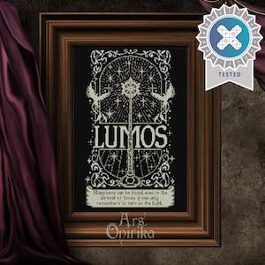 Lumos Cross Stitch Pattern – Magic Blackwork Sampler – Wizard Spell Embroidery PDF – Instant Download – Pattern Keeper Compatible