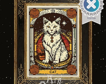 The Cat Cross Stitch Pattern - Tarot Cross Stitch - Esoteric Cat Pattern - Pattern Keeper - PDF Instant Download - Petit Point - Tapestry