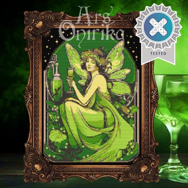 Absinthe Green Fairy - Cross Stitch Pattern - Magic Pattern - Art Nouveau Pattern - Pattern Keeper Compatible - Instant Download PDF