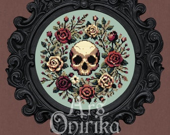 Roses & Skull Cross Stitch – Easy Gothic Pattern – Dark Romantic Embroidery – PDF Instant Download – Pattern Keeper - Diamond Painting